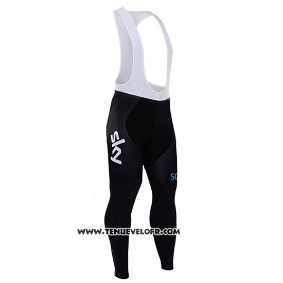 2017 Maillot Ciclismo Sky Champion Espagne Blanc Manches Longues et Cuissard
